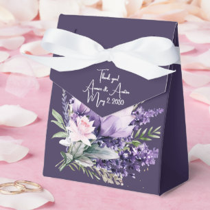 Lavender and Pink Watercolor Florals Wedding  Favour Box