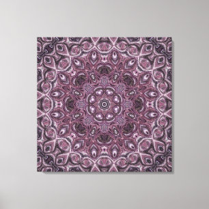 Lavender and Plum Marble Mandala Pattern Canvas Print