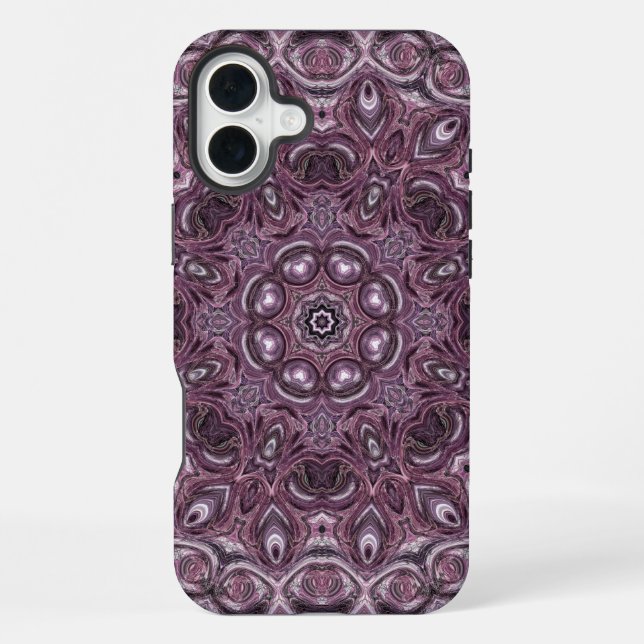 Lavender and Plum Marble Mandala Pattern iPhone Case (Back)