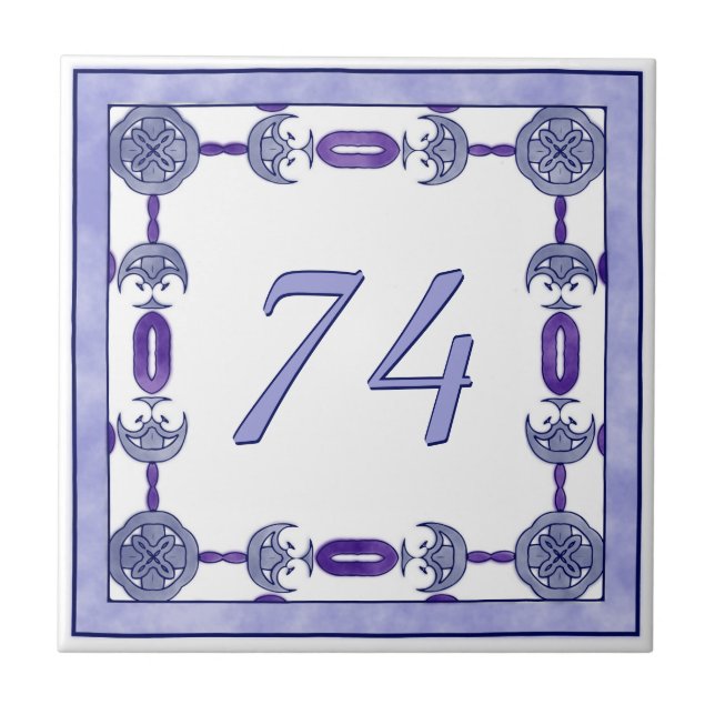 Lavender and Purple Big House Number Tile (Front)