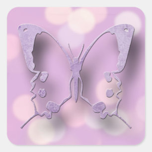 Lavender and Purple Butterflies Square Sticker