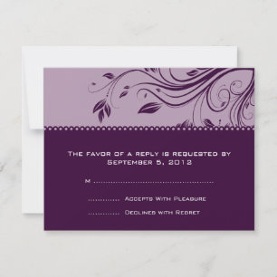 Lavender and Purple Floral Swirls Wedding RSVP Card