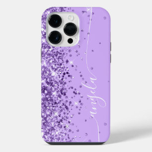 Lavender and Purple Glitter Glam Signature iPhone 14 Pro Max Case