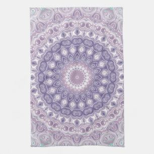Lavender and Purple Medallion Design Tea Towel