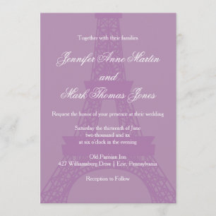 Lavender and Purple Paris Eiffel Tower Wedding Invitation