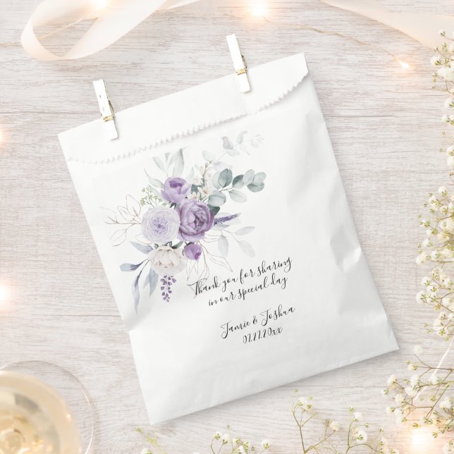 Lavender and Purple Peonies Greenery Favour Bags (Clipped)