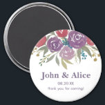 Lavender and Red Watercolor Floral Wedding Magnet<br><div class="desc">Lavender and Red Watercolor Floral Wedding magnet</div>