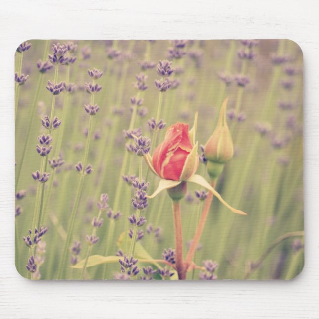 Lavender and Rose Flowers Mouse Mat (Front)