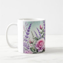 lavender and rose garden mug