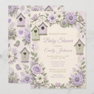 Lavender and Sage Green Baby Shower Invitation