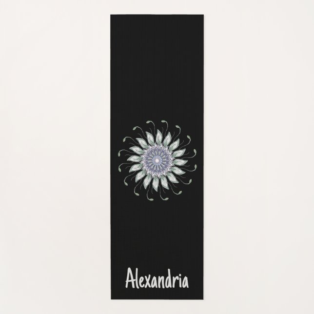 Lavender and Sage Mandala Flower Yoga Mat (Front)