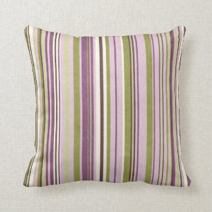 Lavender and Sage Striped Throw Pillow