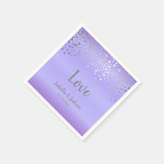 Lavender and Silver Confetti Dots Napkin (Corner)
