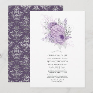 Lavender and Silver Floral Celebration of Life Invitation