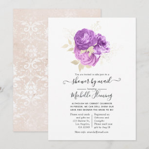 Lavender and Silver Floral Shower by Mail Invitation