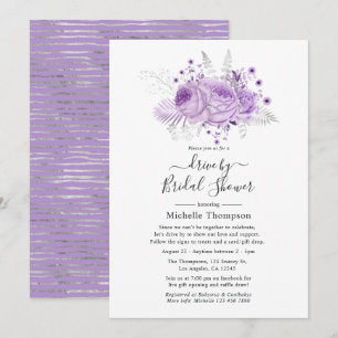 Lavender and Silver Floral Virtual Drive By Shower Invitation