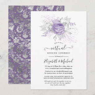 Lavender and Silver Floral Virtual Wedding Invitation
