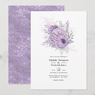 Lavender and Silver Floral Wedding Invitation