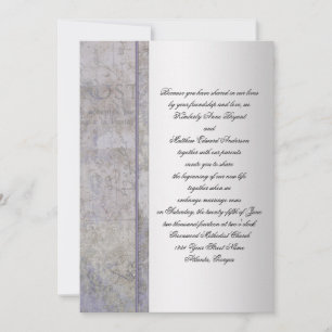 Lavender and Silver Grunge Wedding Invitation