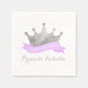Lavender and Silver Princess Birthday Party Napkin