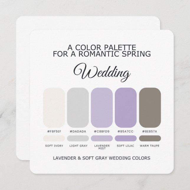 Lavender and Soft Gray Wedding Color Palette Card (Front/Back)