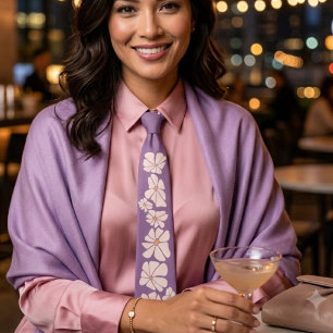 Lavender and Soft Pink Vintage Boho Floral Tie