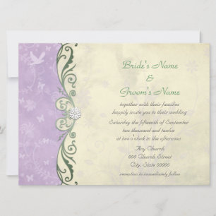 Lavender and Soft Yellow Floral Spring Wedding Invitation