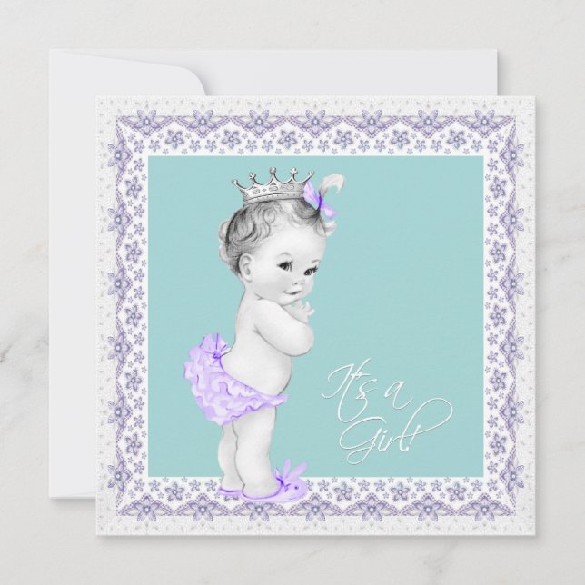 Lavender and Teal Blue Baby Shower Invitation (Front)