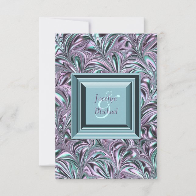 Lavender and Teal Blue Wedding RSVP (Front)