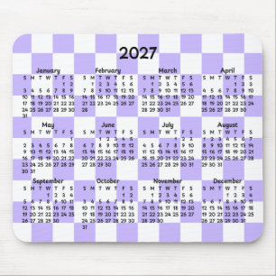 Lavender and White Chequered Whimsical 2027 Calend Mouse Mat