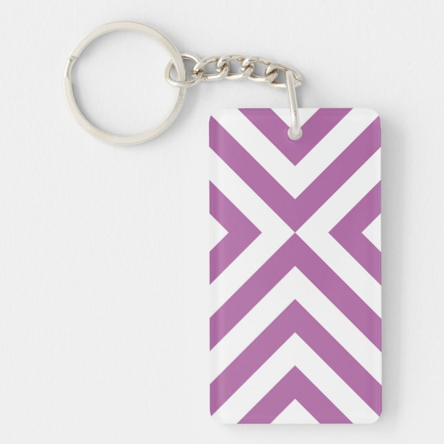 Lavender and White Chevrons Key Ring (Front)