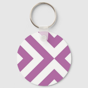 Lavender and White Chevrons Key Ring