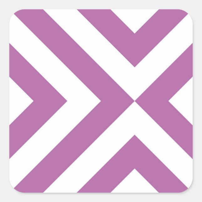 Lavender and White Chevrons Square Sticker (Front)