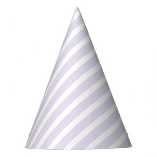 Lavender and White Diagonal Striped Pattern Party Hat