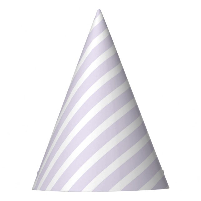Lavender and White Diagonal Striped Pattern Party Hat (Front)