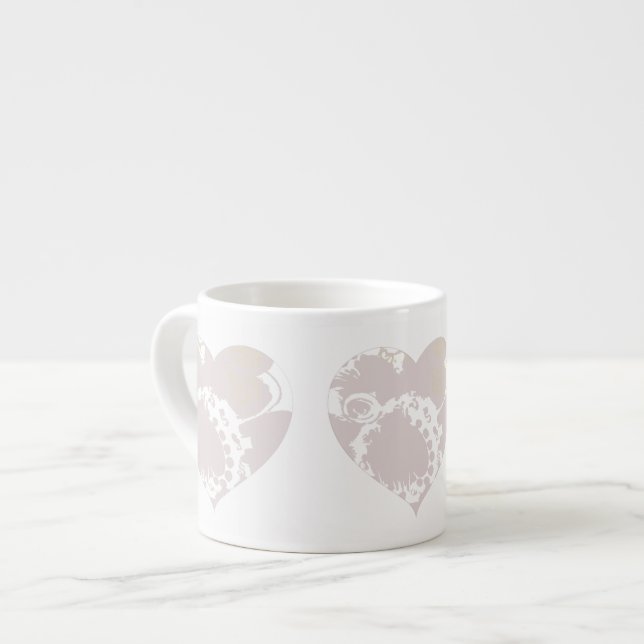 Lavender and White Floral Hearts Espresso Cup (Front Left)