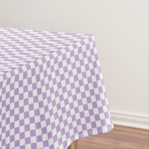 Lavender And White Gingham Chequered Tablecloth