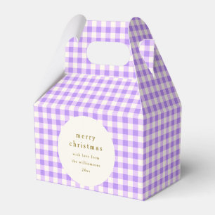 Lavender and White Gingham Christmas Personalised Favour Box