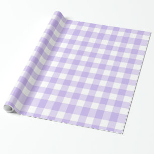 Lavender and White Gingham Pattern Country Chic Wrapping Paper