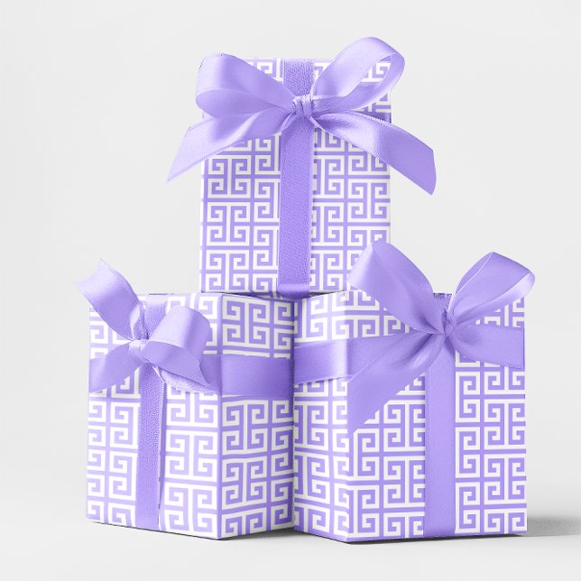 Lavender and White Greek Key Pattern Wrapping Paper (Lavender and White Greek Key Pattern Wrapping Paper)