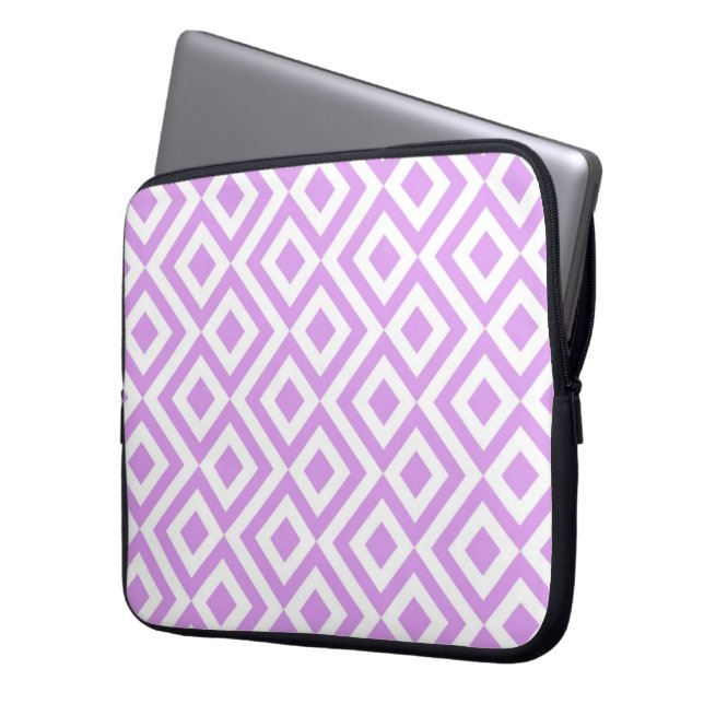Lavender and White Meander Laptop Sleeve (Front Left)
