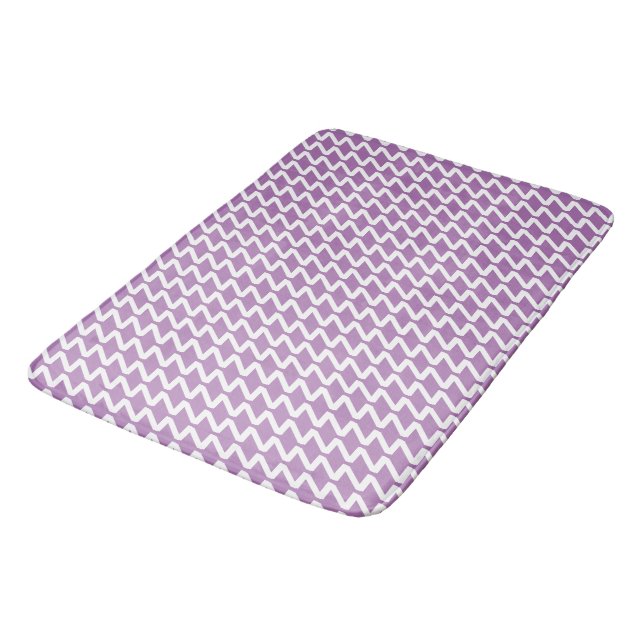 Lavender and white Modern Sharp Waves Bath Mat (Angled)