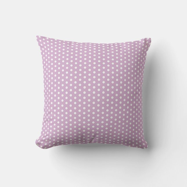 lavender and White Polka Dot Throw Pillow (Front)