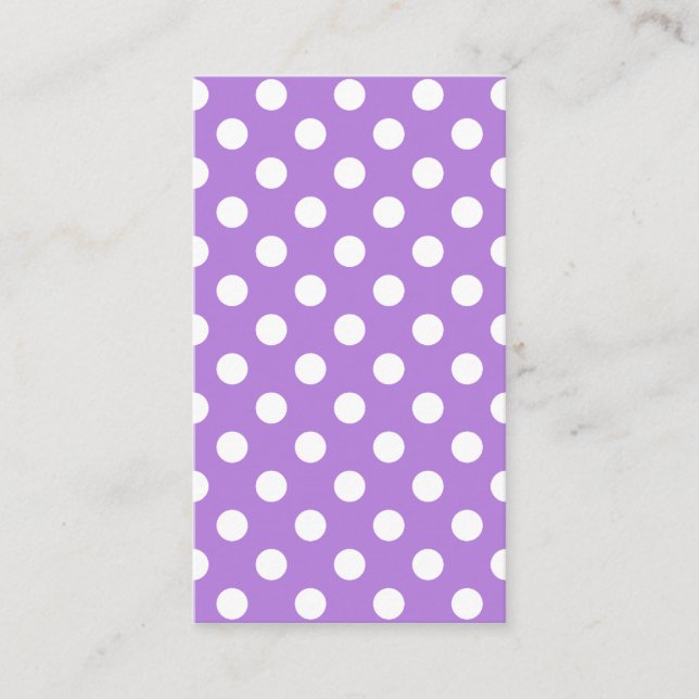 Lavender and White Polka Dots Business Card (Front)