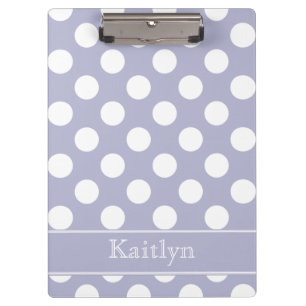 Lavender and White Polka Dots Personalised Clipboard