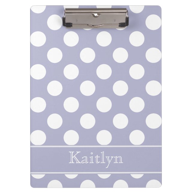Lavender and White Polka Dots Personalised Clipboard (Front)