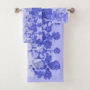 Lavender and White Roses Bath Towel Set