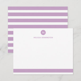 Lavender and White Stripe Monogram Personalised Card