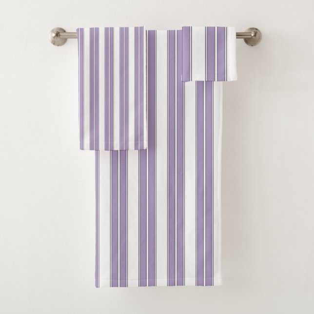 Lavender and White Striped Bath Towel Set (Insitu)