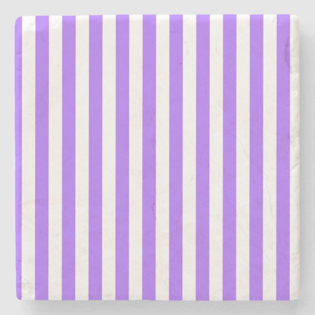 Lavender and White, Stripes Square Coaster (Front)